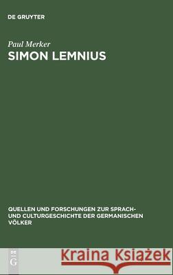 Simon Lemnius Paul Merker 9783110993516 De Gruyter