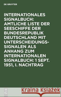 1 Sept. 1951, I. Nachtrag No Contributor 9783111063997 De Gruyter
