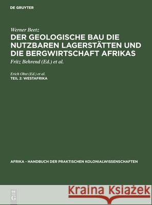 Westafrika Erich Obst, Werner Beetz 9783111070360 De Gruyter