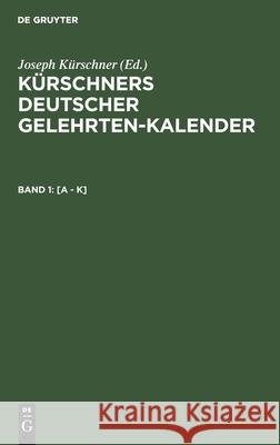 [A - K] Gerhard Lüdtke 9783111071220