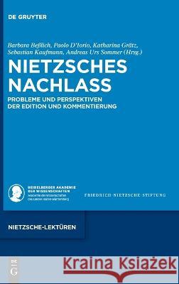 Nietzsches Nachlass: Probleme Und Perspektiven Von Edition Und Kommentierung Barbara Be?lich Paolo D?iorio Katharina Gr?tz 9783111072296 de Gruyter