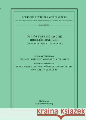 Das Alttestamentliche Werk Freimut L?ser Magdalena Terhorst Elke Zinsmeister 9783111081182