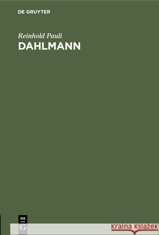 Dahlmann Reinhold Pauli 9783111111223