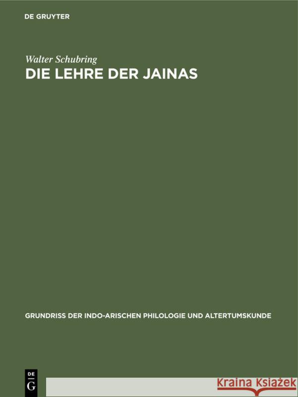 Die Lehre Der Jainas Walter Schubring 9783111182537 De Gruyter