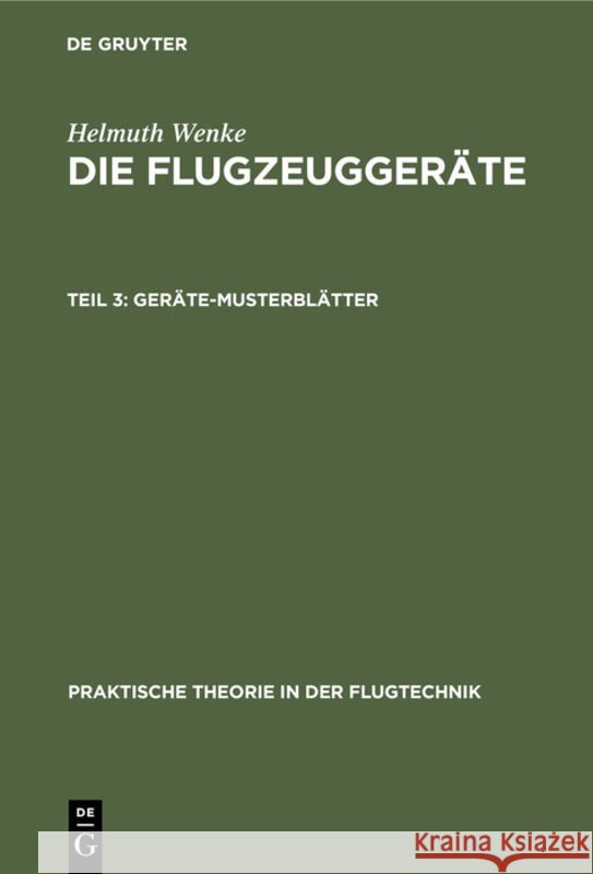 Geräte-Musterblätter Helmuth Wenke 9783111185361