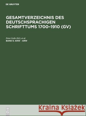 Anw - Arw Hans Popst, Rainer Scholler, Peter Geils, Willi Gorzny 9783111201689