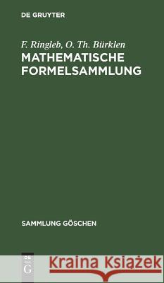 Mathematische Formelsammlung Friedrich Otto Ringleb 9783111214962 Walter de Gruyter