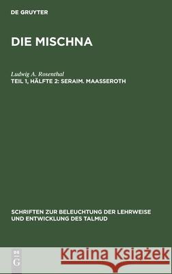 Seraim. Maaßeroth Ludwig A Rosenthal 9783111242378 De Gruyter