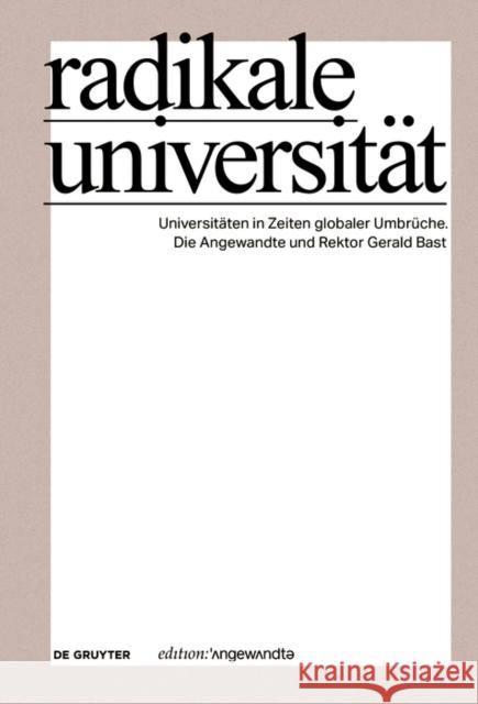 Radikale Universität  9783111341569 De Gruyter