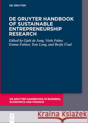 de Gruyter Handbook of Sustainable Entrepreneurship Research Gjalt D Niels Faber Emma Folmer 9783112213971