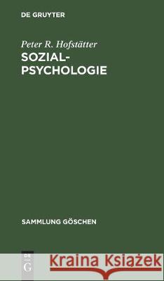 Sozialpsychologie Hofst 9783112304259 de Gruyter