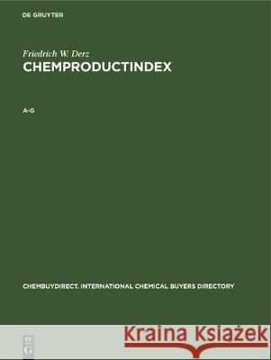 A-G Derz, Friedrich W. 9783112304778 de Gruyter