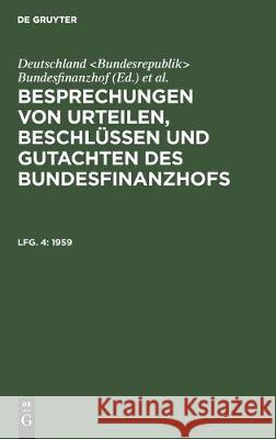 1959 Deutschland Bundesfinanzhof              Hans U. Loepelmann 9783112305881 de Gruyter