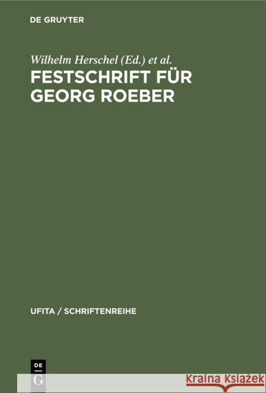 Festschrift Für Georg Roeber Herschel, Wilhelm 9783112308301 de Gruyter