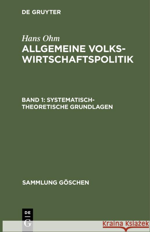 Systematisch-Theoretische Grundlagen Ohm, Hans 9783112309476 de Gruyter