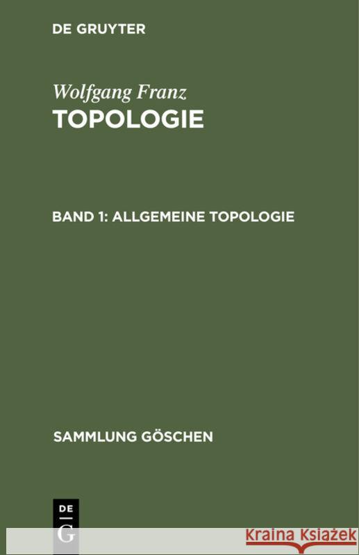 Allgemeine Topologie Franz, Wolfgang 9783112309490