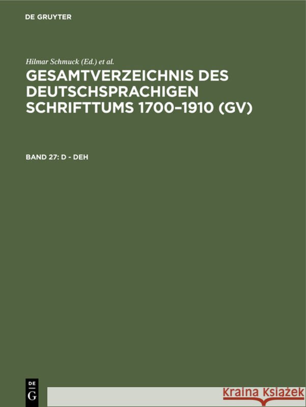 D - Deh Schmuck Pops, Hilmar Hans 9783112309858
