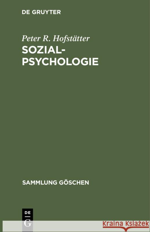 Sozialpsychologie Hofst 9783112310298 de Gruyter