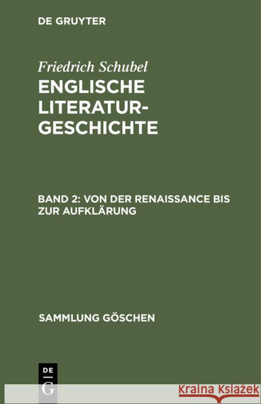 Von Der Renaissance Bis Zur Aufklärung Schubel, Friedrich 9783112310410 de Gruyter