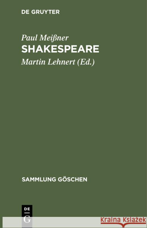 Shakespeare Mei Martin Lehnert 9783112310601 de Gruyter