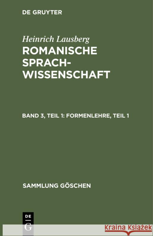 Formenlehre, Teil 1 Lausberg, Heinrich 9783112310786 de Gruyter