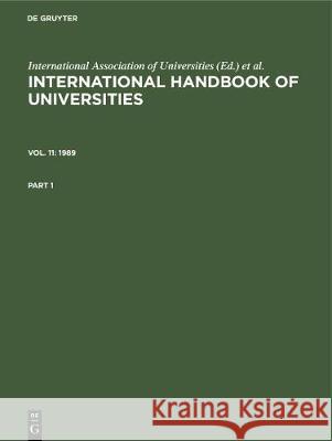 1989 International Association of Universities, Franz Eberhard, Ann C. Taylor 9783112311356
