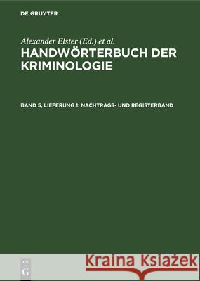 Nachtrags- Und Registerband Rudolf Sieverts, Hans J Schneider, No Contributor, Heinrich Lingemann 9783112322833