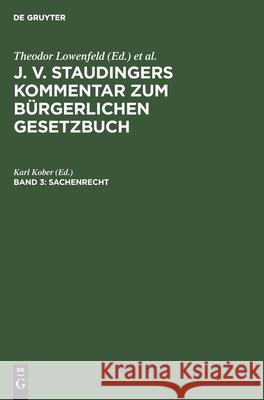 Sachenrecht Karl Kober, No Contributor 9783112346839