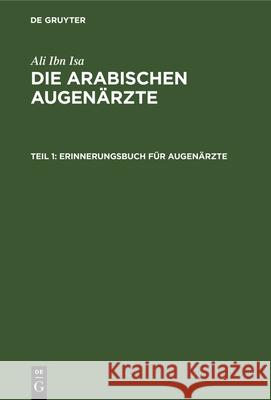 Erinnerungsbuch Für Augenärzte Hirschberg, J. 9783112381298