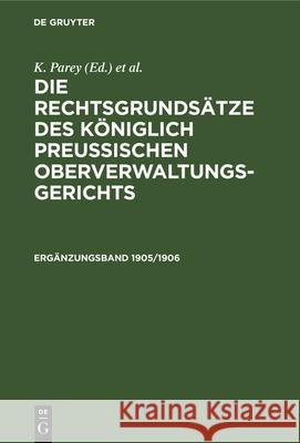 Ergänzungsband 1905/1906 Fr Kunze, G Kautz, K Parey 9783112386293 De Gruyter