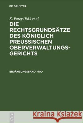 Ergänzungsband 1900 Fr Kunze, G Kautz, K Parey 9783112386316 De Gruyter