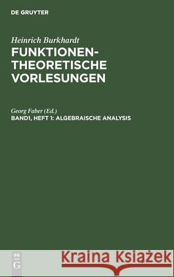 Algebraische Analysis No Contributor 9783112441534 de Gruyter