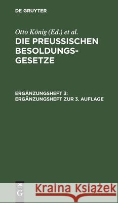 Ergänzungsheft Zur 3. Auflage König, Otto 9783112456736 de Gruyter