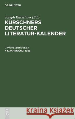 1928 Gerhard Lüdtke, No Contributor 9783112467138