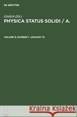 January 16 Görlich, No Contributor 9783112472675 De Gruyter