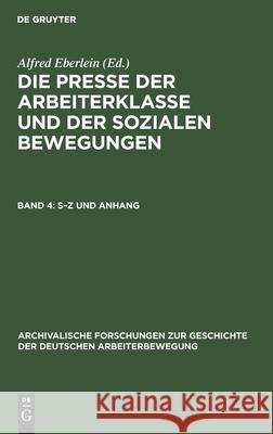 S-Z Und Anhang Eberlein, Alfred 9783112473092