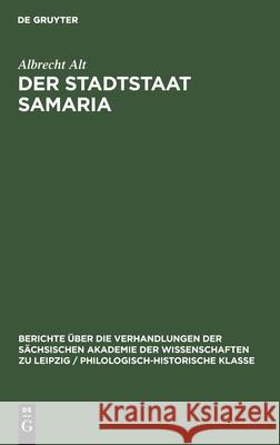 Der Stadtstaat Samaria Albrecht Alt 9783112483015