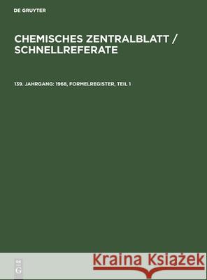 1968, Formelregister, Teil 1 No Contributor 9783112487150 de Gruyter