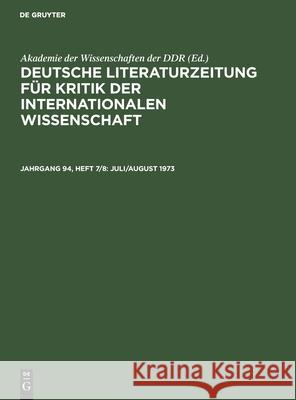 Juli/August 1973 No Contributor 9783112487952 de Gruyter