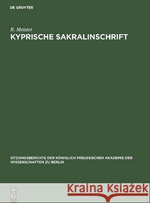 Kyprische Sakralinschrift R Meister 9783112490297 De Gruyter