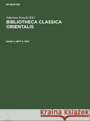 Bibliotheca Classica Orientalis No Contributor 9783112518298 De Gruyter