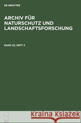 Archiv für Naturschutz und Landschaftsforschung No Contributor 9783112519233 De Gruyter