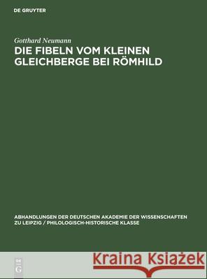 Die Fibeln Vom Kleinen Gleichberge Bei Römhild Neumann, Gotthard 9783112533451 de Gruyter