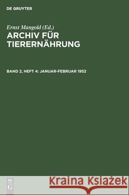 Januar-Februar 1952 Ernst Mangold, No Contributor 9783112561195 De Gruyter