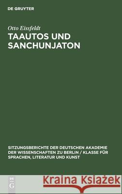 Taautos Und Sanchunjaton Otto Eissfeldt 9783112564837 De Gruyter