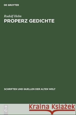 Properz Gedichte Rudolf Helm 9783112572917 De Gruyter