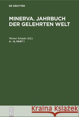 A - N Werner Schuder 9783112586433 de Gruyter