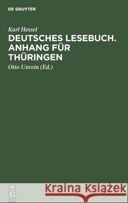 Deutsches Lesebuch. Anhang Für Thüringen Hessel, Karl 9783112603079