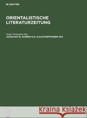 August/September 1932 Walter Wreszinski, No Contributor 9783112615034 De Gruyter