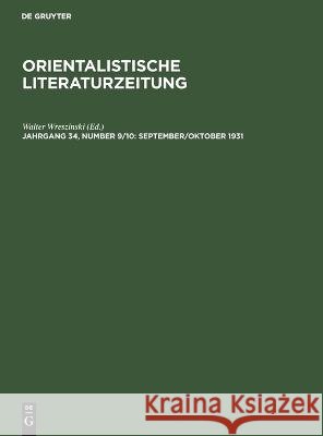 September/Oktober 1931 Walter Wreszinski, No Contributor 9783112615256 De Gruyter